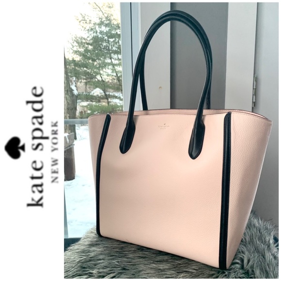 NWT Kate Spade genuine leather tote blush black - Picture 9 of 10